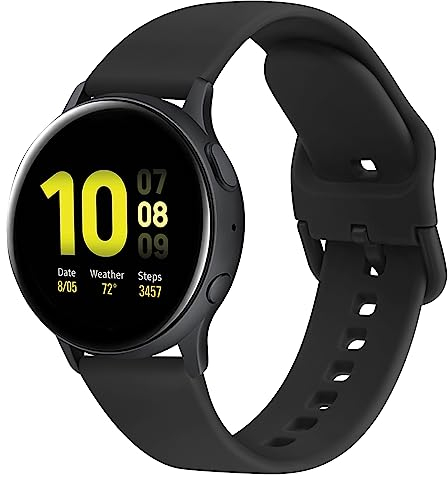 Vancle für Samsung Galaxy Watch Active 2 40mm 44mm Armband Damen Herren,Silikon Sport Ersatzarmbänder Uhrenarmband für Samsung Galaxy Watch Active 40mm 44mm Armband(Schwarz)