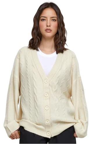 Urban Classics Damen Strickjacke Ladies Cabel Knit Cardigan Sand S