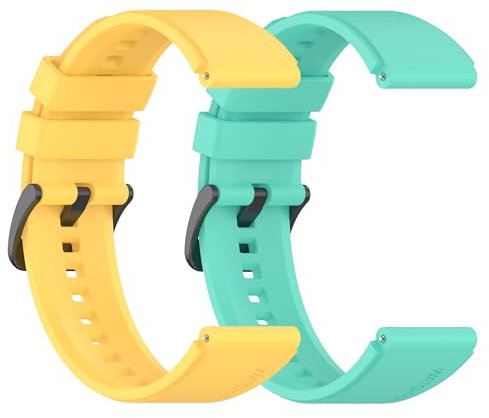 JYMYI 2Pcs Cinturino Orologio per Amazfit GTR 47mm Armband, 22mm Sport Silicone Bracelet Cinturino Smartwatch Cinghia per Amazfit 3 Stratos/Amazfit GTR 3/GTR 3 Pro/GTR 2e Cinturini (giallo verde)