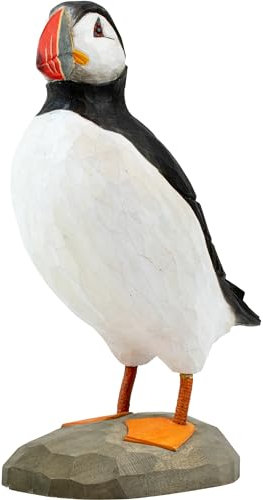 WILDLIFEGARDEN Wildlife Garden WG4476 DecoBird Papageitaucher - Handgeschnitzter Dekorative Vogel aus Holz - Große Europäische Vögel