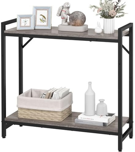 Livofloral Narrow Console Table, Small Entryway Table, Sofa Table with 2 Support Bar, Industrial Couch Table, Thin Side Table, Display Table for Living Room, Hallway, Bedroom, Foyer, Grey