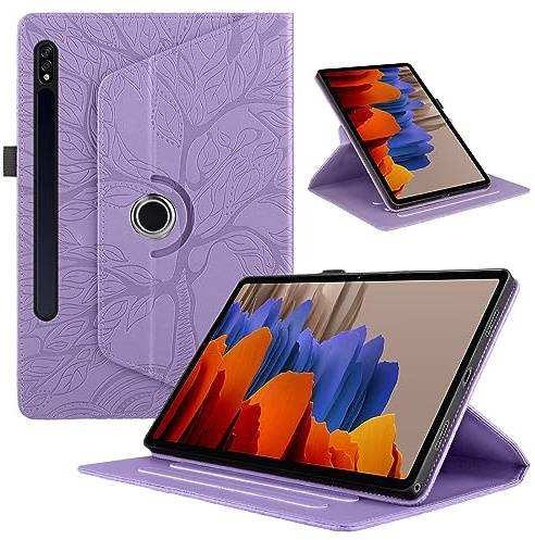 Coque pour Samsung Galaxy Tab S10+, S10 Plus/Galaxy Tab S9 FE+ / S9 Plus 12.4 Pouces, Etui Premium Cuir PU Rotatif à 360 Antichoc Degrés Flip Case Cover Fonction Support Housse - Violet
