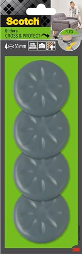 Scotch Move & Protect Flex Sliders SP61A03, Adhesive, Grey, Ø 65 mm, 4/Pack - 500 Kg