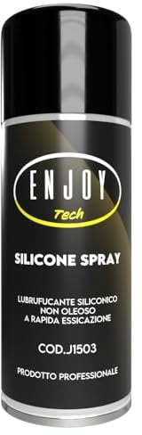 ENJOY TECH - Silicone Spray Lubrificante Professionale, Protezione Anticorrosione e Impermeabile, Riduce l'Atrito e Asciuga Rapidamente, Compatibile con Vari Materiali, 400 ml, Made in Italy