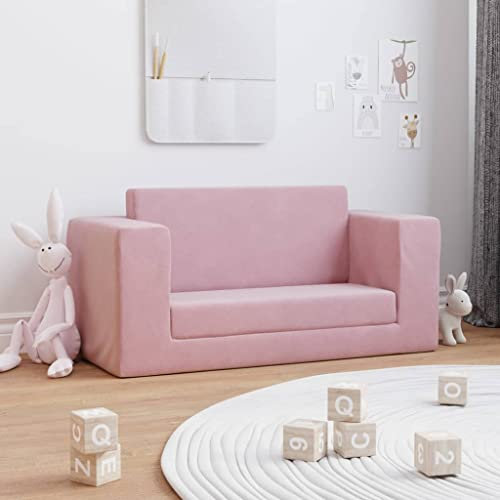 ZEYUAN Divano Letto per Bambini a 2 Posti Rosa in Morbido Peluche, Divano Posti Economico - 357039