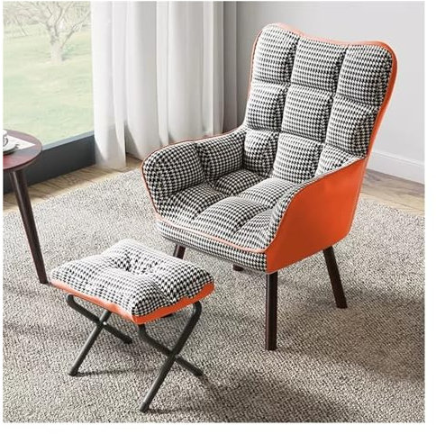 JAVYPPT Sessel, Wohnzimmer-Liegestuhl, Moderne Samtstoff-Stühle, Ottomane, Bequeme, klappbare Chaiselongue, gepolsterte einzelne Freizeit-Armlehnen