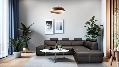 Echtleder Ecksofa LONDON II 5z 275 x 200 Sofa Couch mit Bettfunktion , Bettkasten und Kopfstützen und Kaltschaumpolsterung Echt Leder Eck Couch Schwarz und viele mehr Farben (275x200 cm Ecke Rechts)