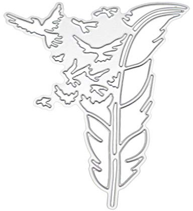 Yeselino Metall-Stanzschablone mit Federn, für Scrapbooking, Alben, Stempel, Papier, Karten, Prägungen, für Kartenherstellung, Geburtstag
