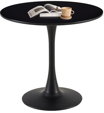 anrekl Dining Table Moderner Runder Esstisch, Esszimmer Und Wohnzimmer Balkon Cafe Küchentisch Verdickte, 70x70x73cm, Schwarz