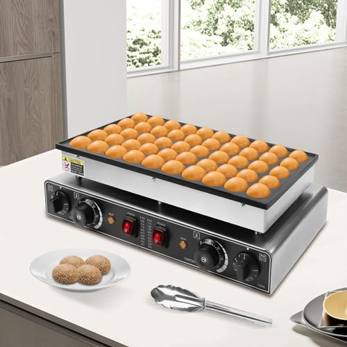 Electric Poffertjes Mini Dutch Pancake Baker Maker Waffle Machine Nonstick Iron Commercial 50 Hole for baking crepes muffins Dutch pancakes waffles and more Stainless Steel Aluminum 1700W 110V