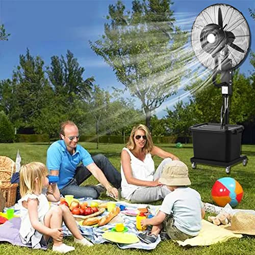 SnamicE Fan Misting Kit, Outdoor Fan Misters for Cooling, Misting Fans for Outside, Adjustable Height Cooling Fan with 11 Gallon Tank, 3 Speeds and 60° Oscillation (A 71cm/28in)