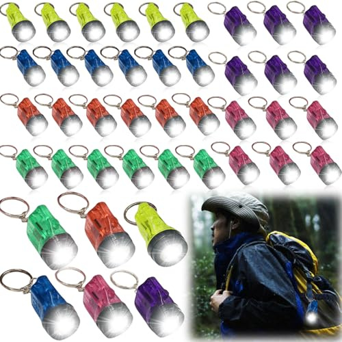 GAOUTO 42PCS Taschenlampe Schlüsselanhänger, 4cm LED Kinder Taschenlampe, Ideal als Mitgebsel und Geschenk Mini Taschenlampe für Kinder Mitgebsel Gastgeschenk, Camping, Outdoor, Wandern