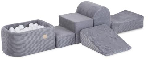 MISIOO Schaumstoff Bausteine Kinder - Premium 6 Elemente Spielsofa für Kinder - Indoor Spielplatz mit 100 Bälle - Ideal für Spielplatz und Kinderzimmer