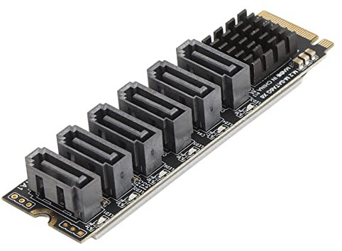 M.2 to SATA3.0 Adapter Card, M.2 M EKY PCIE3.0 to SATA Adapter Card with Smart Indicator for ASM1166 Chip, 6 Port for Thunderbolt Expansion, for