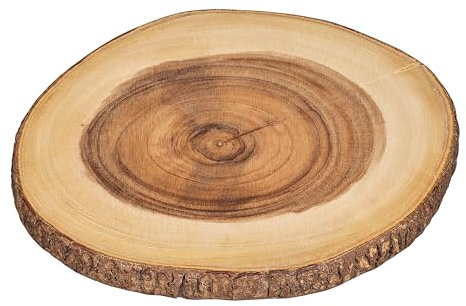Tala Large Round Board w Bark Edges in Natural Acacia