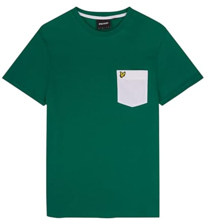 Lyle & Scott Basic Men's T-Shirt with Contrast Chest Pocket, X166 Court Green / White, L