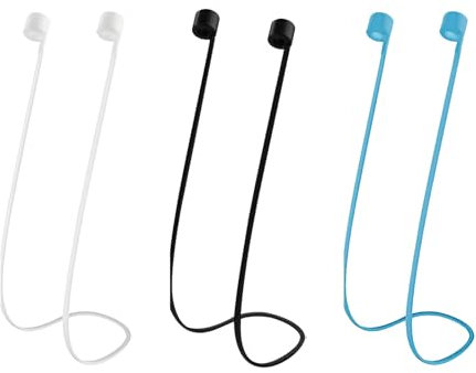 4 Stück Strap für AirPods, Band für AirPods, Halteband Kompatibel mit AirPods Pro 2/1 und AirPods 1/2/3, Halterung Band mit 70CM, Ideal für Sport und Alltag (Schwarz Weiß Blau)