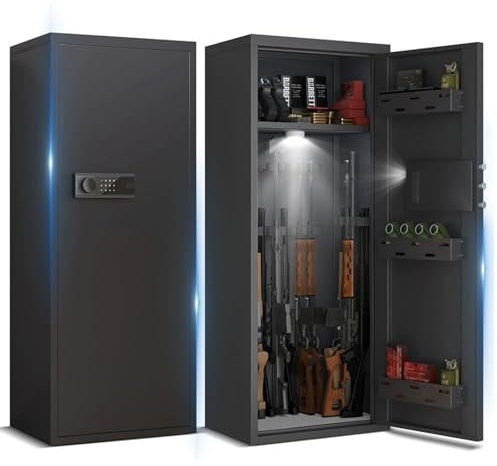 10-12 Rifle Fire Proof Gun Safe Large Steel Rifle Safe Electronic Password Safe with Magnetic Induction Intensity Light for Home Rifle and Shotguns