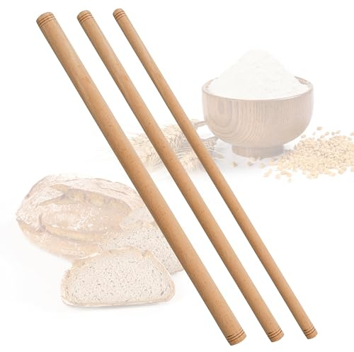 Türkisches Nudelholz - Traditionelle Teigroller aus Buchenholz Handgemachte Teigrolle aus Holz Oklava (3er_50cm)