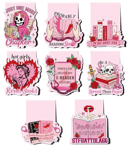 Lustige, würzige magnetische Lesezeichen: 8 Stück Smutty Romance Lesezeichen zum Lesen, rosa einzigartige Seitenmarkierungen, Buchgeschenke für Frauen und Erwachsene, Buchliebhaber