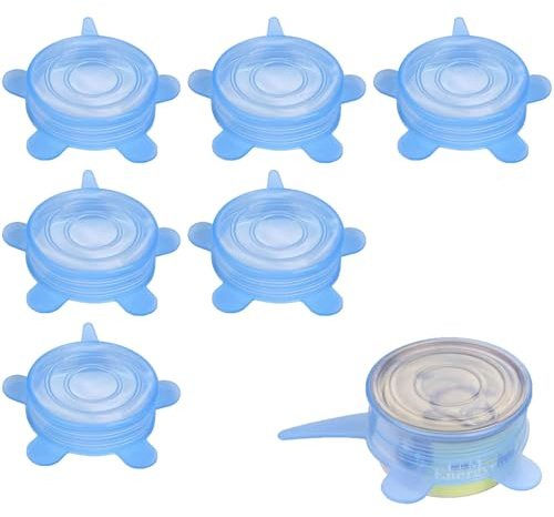 6 Stück Silikondeckel Joghurtbecher, Joghurt Deckel, Silikondeckel, Mehrweg Silikon Große Joghurtdeckel, Behalterdeckel Passt für Joghurt, Joghurtbecher, Glasabdeckung, Untersetzer für Gläser (Blau)