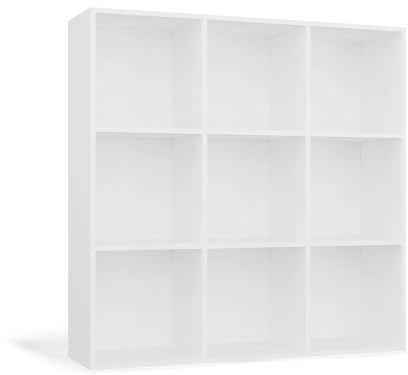 CDF Bücherregal mit 9 Fächern Würfelregal offenen Würfeln für Wohnzimmer | Studio 3x3 Regal Stufenregal Ordnungssystem für Bücher Deko Fotos Arbeitszimmer Flur Eiche Artisan/Anthrazit 30x110,5x110,5cm