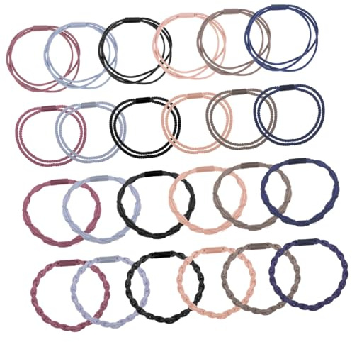 LOLIPPYY 24stücke Elastische Haargummis für Damen Geflochtene Haarbänder Hochelastische Haarseile Schonende Haargummis für Kleine Mädchen Vielfältige Styles und Farben Vielseitig