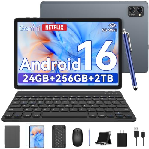 VekfulPC Tablet 10 Zoll Android 15, Android Tablet mit Stift und Keyboard, Gemini AI 2.0, 24 GB + 256GB/2TB, 8MP AI-Kamera, Widevine L7, Fast Charge, Violett
