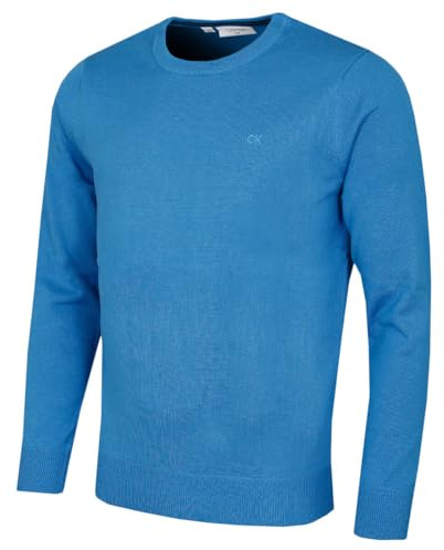 Calvin Klein Mens Crew Neck Cotton Sweater - Summer Blue - XXXL