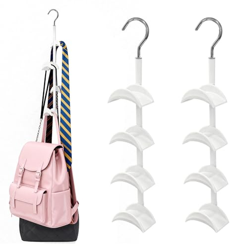 2-TLG Taschenhalter – 360° Handtaschen Aufbewahrung für Handtaschen,Taschenbügel, Taschenaufbewahrung, Rucksäcke & Accessoires mit 4 Haken, platzsparend für Schrank und Wand, Taschengarderobe