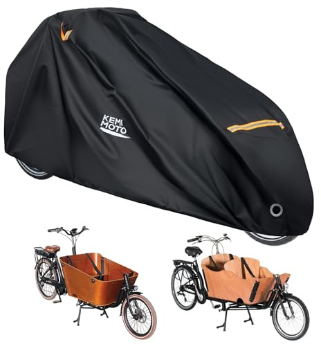 KEMIMOTO Copertura per ruota di carico, materiale resistente 420D, impermeabile, extra lunga, copertura per triciciciclo, protezione per bicicletta, con protezione UV, pieghevole