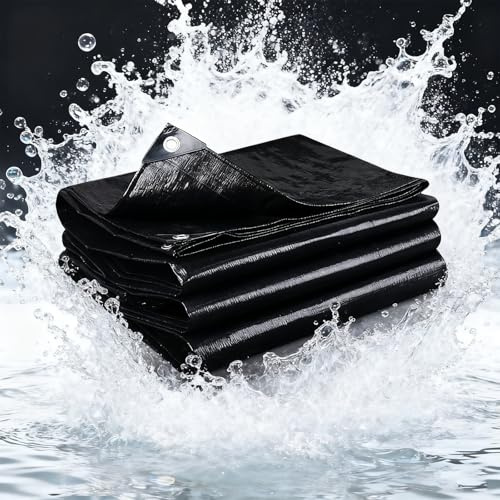 Bâche Imperméable 180 x 300 cm Bâche de Remorque, Bâches Industrielle en PE 160G/M², Intempéries, Lourde et Résistante, Indéchirable, Anti UV, avec Oeillets pour Exterieur, Jardin, Noir