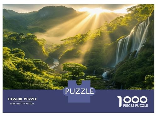 Alpine Wasserf Puzzles Für Erwachsene 1000 Teile Aus Knickfestem Karton Erwachsenenpuzzle Regenwald Sonnenf Für Herausfordernd Als Wanddeko Wohnzimmer EIN Geschenk Für Puzzle-Liebha