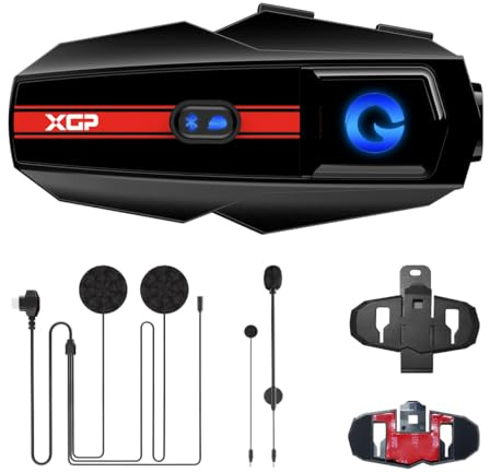 XGP Motorcycle Helmet Bluetooth Headset Intercom Communication Systems, 2 Riders Music Sharing/IP67 Waterproof/Audio Multitasking, Fit for ATV/Snowmobile, 1 Pack