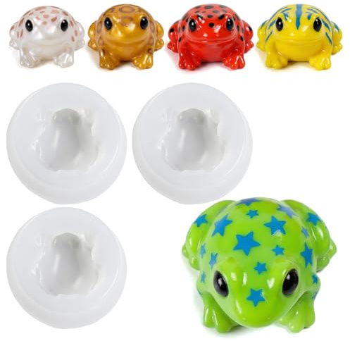 3 stampi in silicone a forma di rana, stampi in miniatura 3D in resina a tema animale, stampi per resina epossidica per fai da te, micro resina, casa delle bambole, giardino delle fate in miniatura
