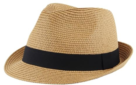 JIAHG Kinder Panama Strohhut 2-6 Jahre Western Cowboy Jazz Sonnenhut Jungen Mädchen UV-Schutz Sommerhut für Strand Urlaub Outdoor Garten Reise