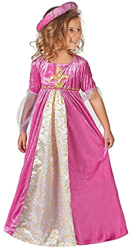 DEGUISE TOI - Déguisement princesse médiévale rose et or fille - Robe - Coiffe - M 7-9 ans (120-130 cm) - Rose - Déguisements enfants - 100% Polyester - Lavage à la main - Carnaval
