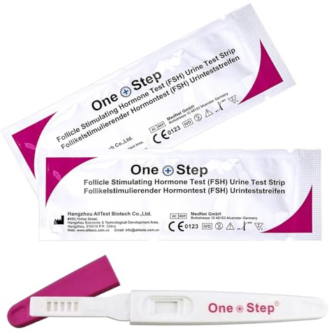 2 x One+Step Menopause Test I Mittelstrahl - Test für erhöhten Komfort beim Ablesen I FSH Test für die Wechseljahre I Prüfung der Meno Balance I Hormontest für Frauen I Östrogen I Progesteron