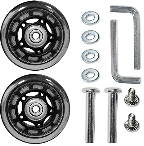 Rhinenet Ersatzrollen für Gepäck, Koffer, Außendurchmesser, 68 mm, Reparaturset, Achsen, Gummi, Metall, transparent, Radrollenlager, Werkzeuge, verschleißfest, stumm, flexibel, Set mit 2 Rädern, 68 mm