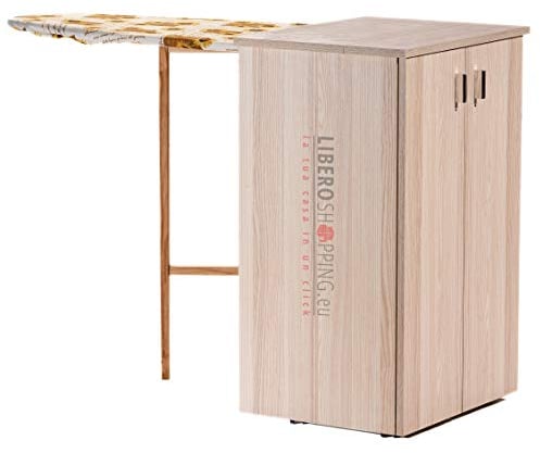 Mobile Asse da stiro Multiuso Jolly in legno con ante (Rovere Sbiancato)