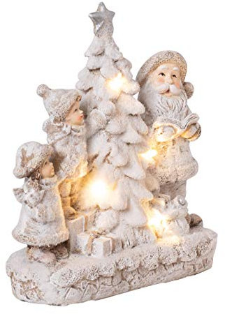 Wichtelstube-Kollektion Dekofigur Winterkinder mit Santa-Claus LED beleuchtet Weihnachtdeko