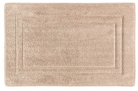 PANA Viskoelastische Frottee Badematte I Hochflor Badvorleger I Duschvorleger mit viskoelastischem Memoryschaum I rutschfest und saugstark I Größe: 50 x 80 cm I Farbe: Beige