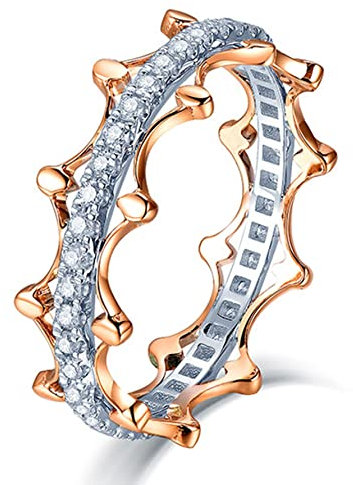 Ring Rosegold Damen |Goldring Damen Diamant | Verlobungsring Gold Damen | Krone Diamant aus 14 Karat Roségold Damen Ringe 60 (19.1)