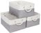 Syeeiex Storage Basket for Shelves [3-Pack], Storage Boxes with Handles, Large Fabric Storage Bins for Organizing Home and Office, White & Grey