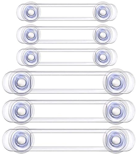 LAIYOHO 6 Pcs Baby Child Safety Locks Transparent Child Safety Cupboard Door Lock Multi-Purpose Latches Mini Multifunction Latch for Kitchen Cabinets Drawers Ovens Refrigerators.