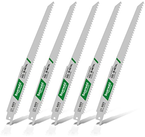 5x Bayerwald Werkzeuge Säbelsägeblatt Länge - 230 mm | Schnittlänge - 210 mm | für Holz mit Nägeln/MDF | Grober, schneller Schnitt