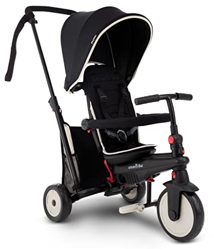 smarTrike STR3 Klappbares Kleinkinder-Dreirad mit Kinderwagen-Zertifizierung für 1,2,3 Jahre - 6 in 1 Mehrstufiges Dreirad, Schwarz
