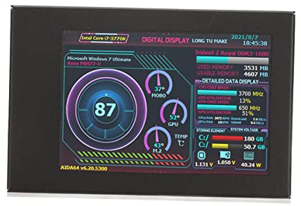 Bewinner 3,5 Zoll IPS USB Bildschirm, AIDA64 PC CPU HDD Datenmonitor LCD Bildschirm für Aida64 Computer Temperaturspeicher Unteranzeige, für für Linux
