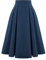 Belle Poque Damen Plus Size Blaue Swing Röcke Slim Fit A-Linie Midi Plissee Röcke Marineblau#2150 2XL