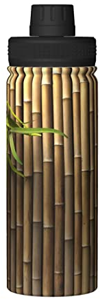 ASEELO Isolierte Sport-Wasserflasche, Bambus-Druck, wiederverwendbar, 510 ml